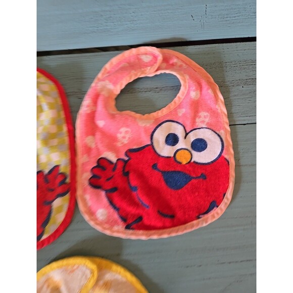 Sesame Street Terry Bibs - Baby Elmo, Big Bird Loop Closure 7.5 W × 9 L, Infant - Picture 3 of 13